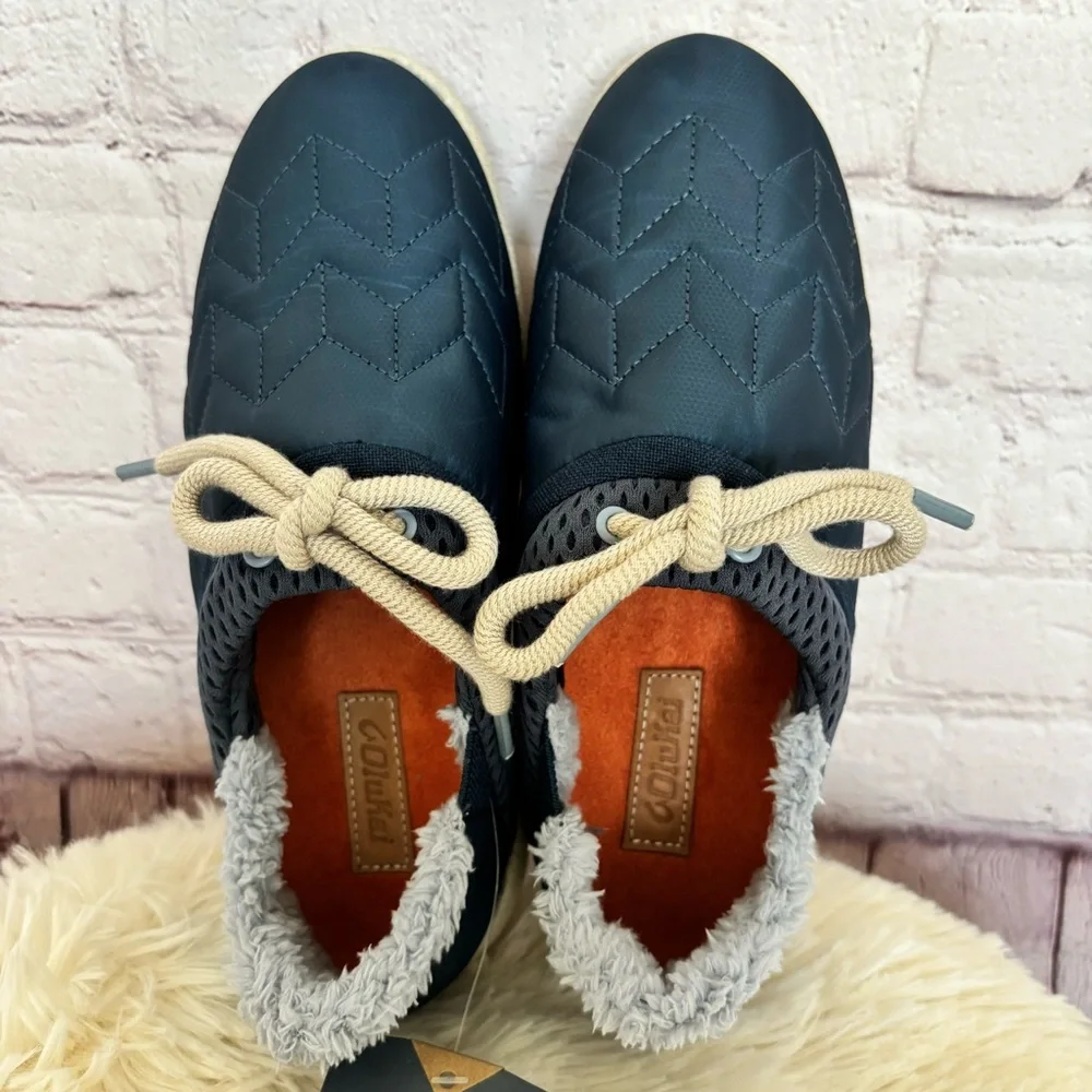 OLUKAI Mahiki Navy Sherpa-Trimmed Slipper Sneaker--7 - Picture 2 of 15